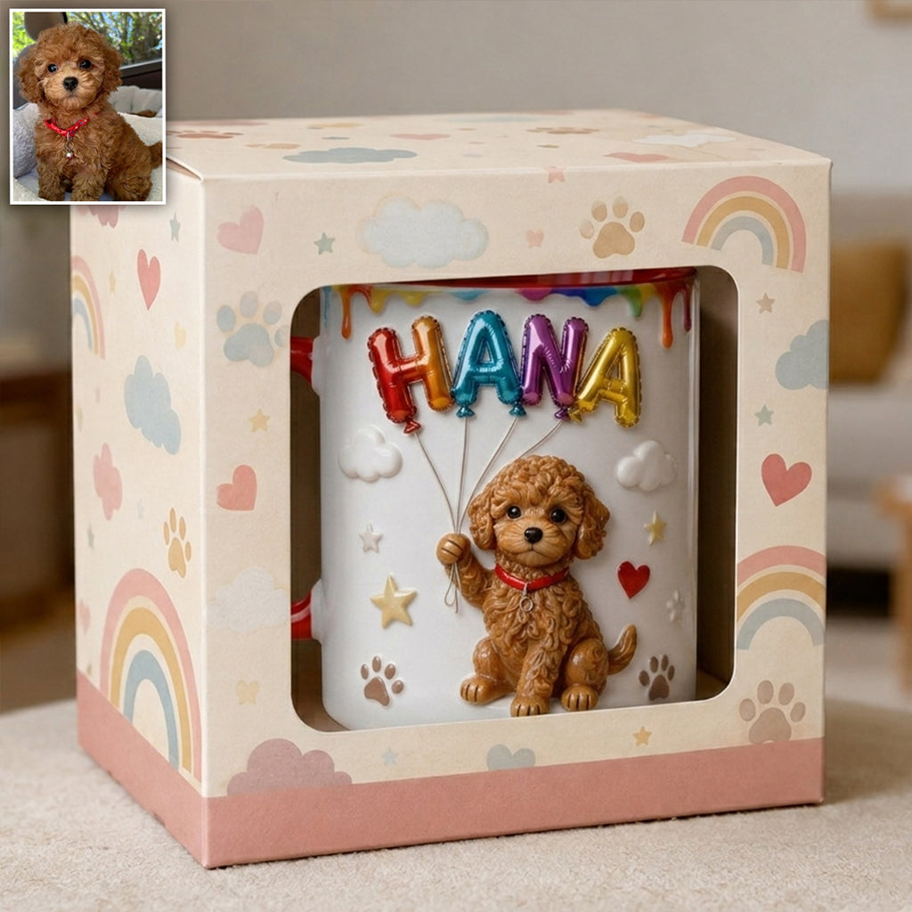 Custom Pet Name Ballon - Personalized Dog Accent Mug With Gift Box