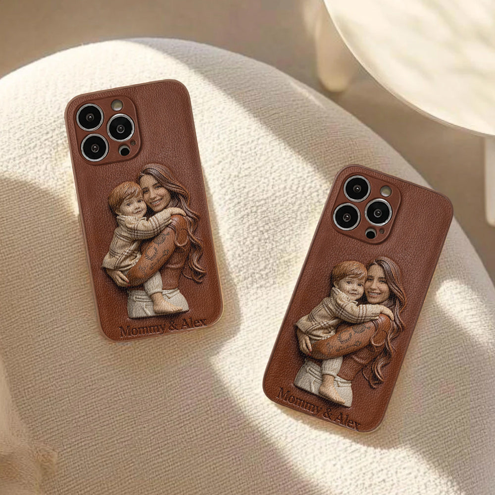 Custom Any Photo Gift For Mom, Grandma - Personalized Mother Leather Phone Case
