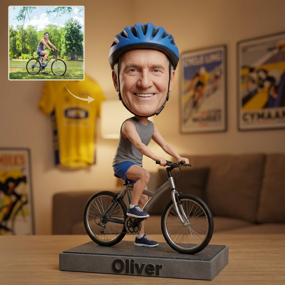 Bicycle Bobblehead - Personalized Cycling Custom Shaped Acrylic Plaque