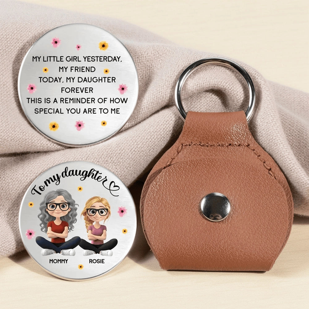 Personalized Pocket Hug for Daughter, Mom and Daughter Cartoon Keepsake, Sweet Message Gift for Everyday Comfort