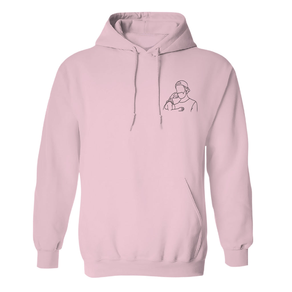 Custom Line Art - Personalized Step Dad Embroidered Hoodie