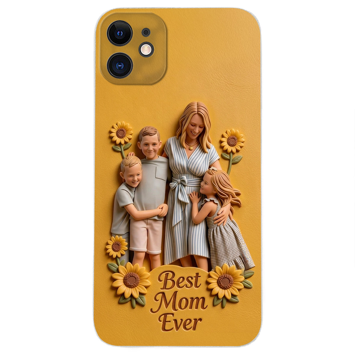 Best Mom Ever - Personalized Mother 3D Embossed Leather Phone Case