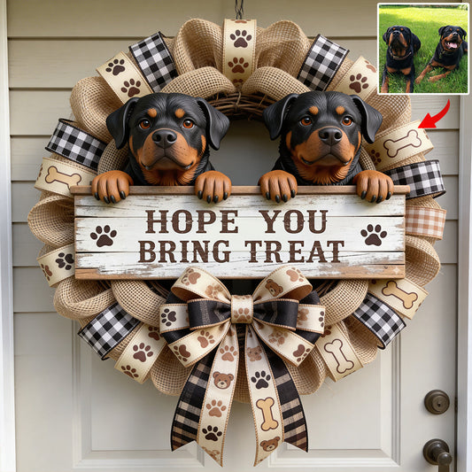 Custom Pet Wreath-Liked Design From Any Photo - Personalized Dog Custom Shaped Wood Sign