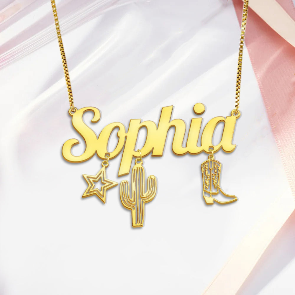 Cowgirl Era - Personalized Cowgirl Necklace With Charms