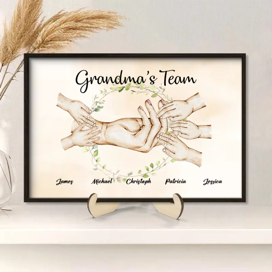 Grandma’s Team Personalized Poster, Keychain, Plaque, Ornament, Pillow, Wallet Card, Cup, Sign - Custom Gift for Grandchildren and Family Memories