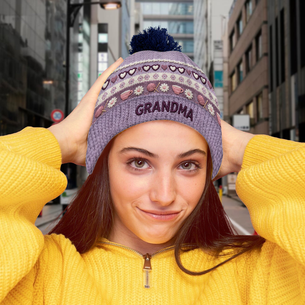 Grandma Mom - Personalized Grandma Beanie Hat