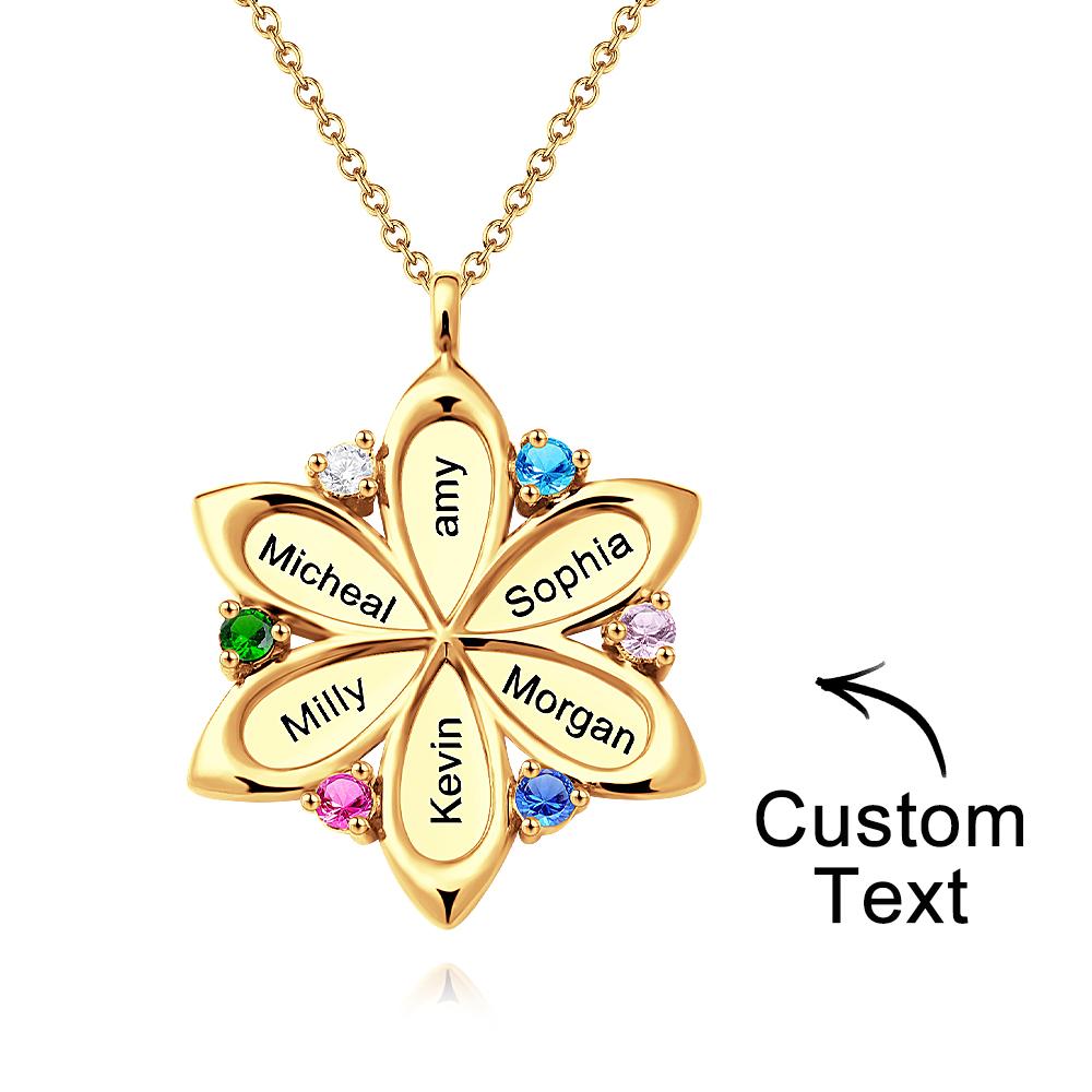 Flower Pendant - Personalized Mother Name Flower Necklace