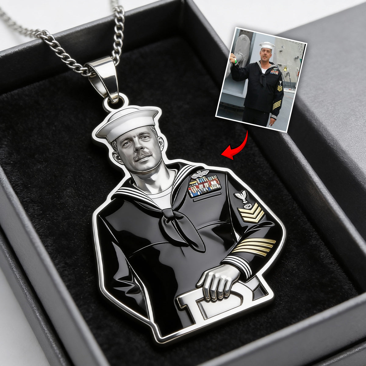 Firefighter, Police...Any Job - Any Photo - Personalized Firefighter Shaped Metal Pendant Necklace