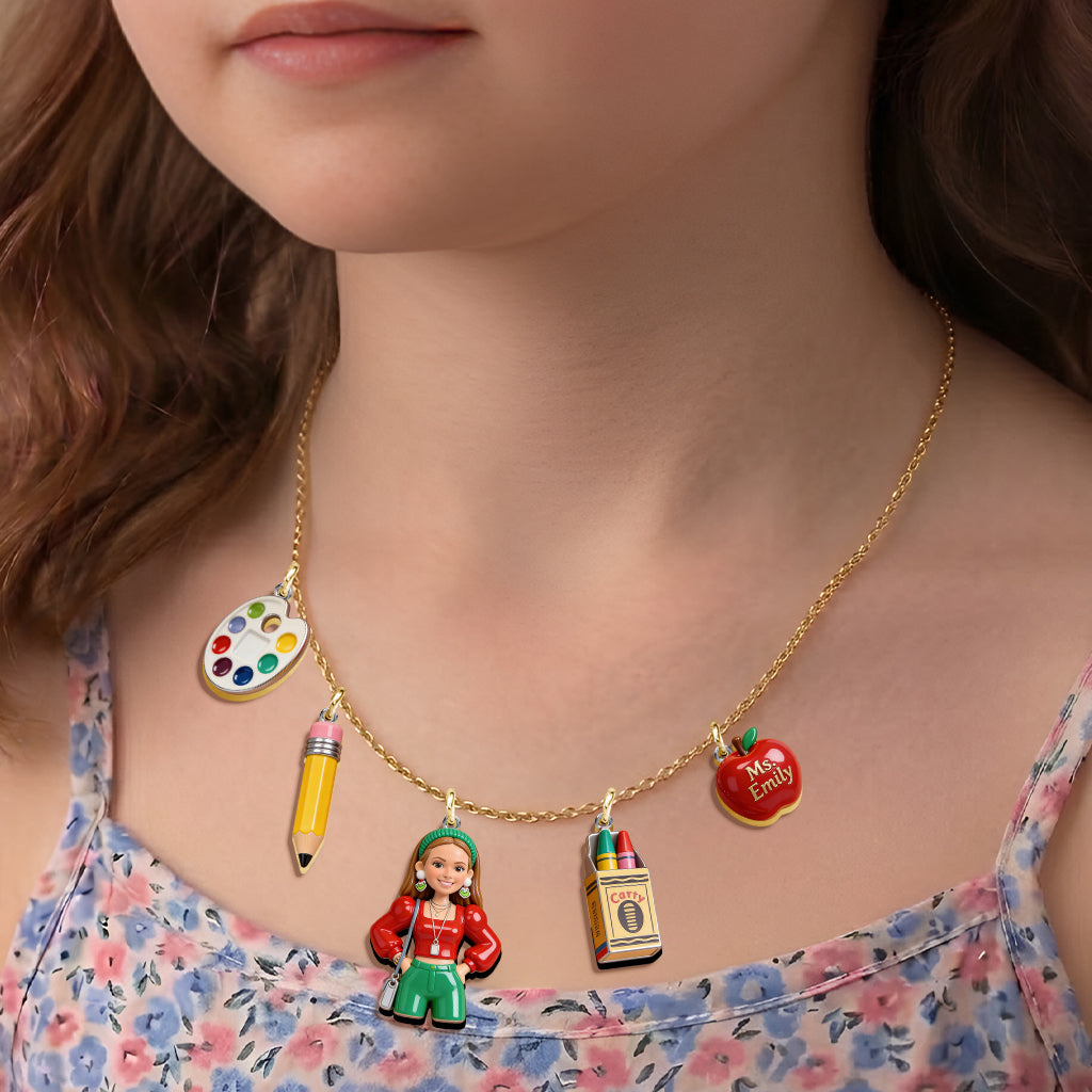 Best Teacher Ever - Personalized Teacher Metal Necklaces With Pendants