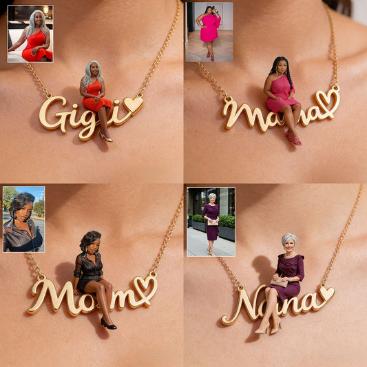 Custom Any Photo - Personalized Mother Shaped Metal Pendant Necklace