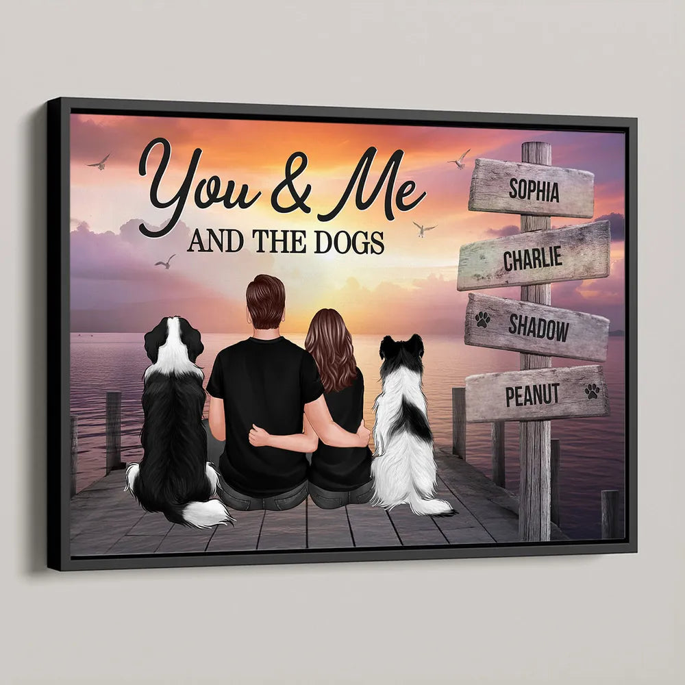 Personalized Couple You Me And The Dogs Cats Poster, Perfect for Home Decoration and Pet Lovers
