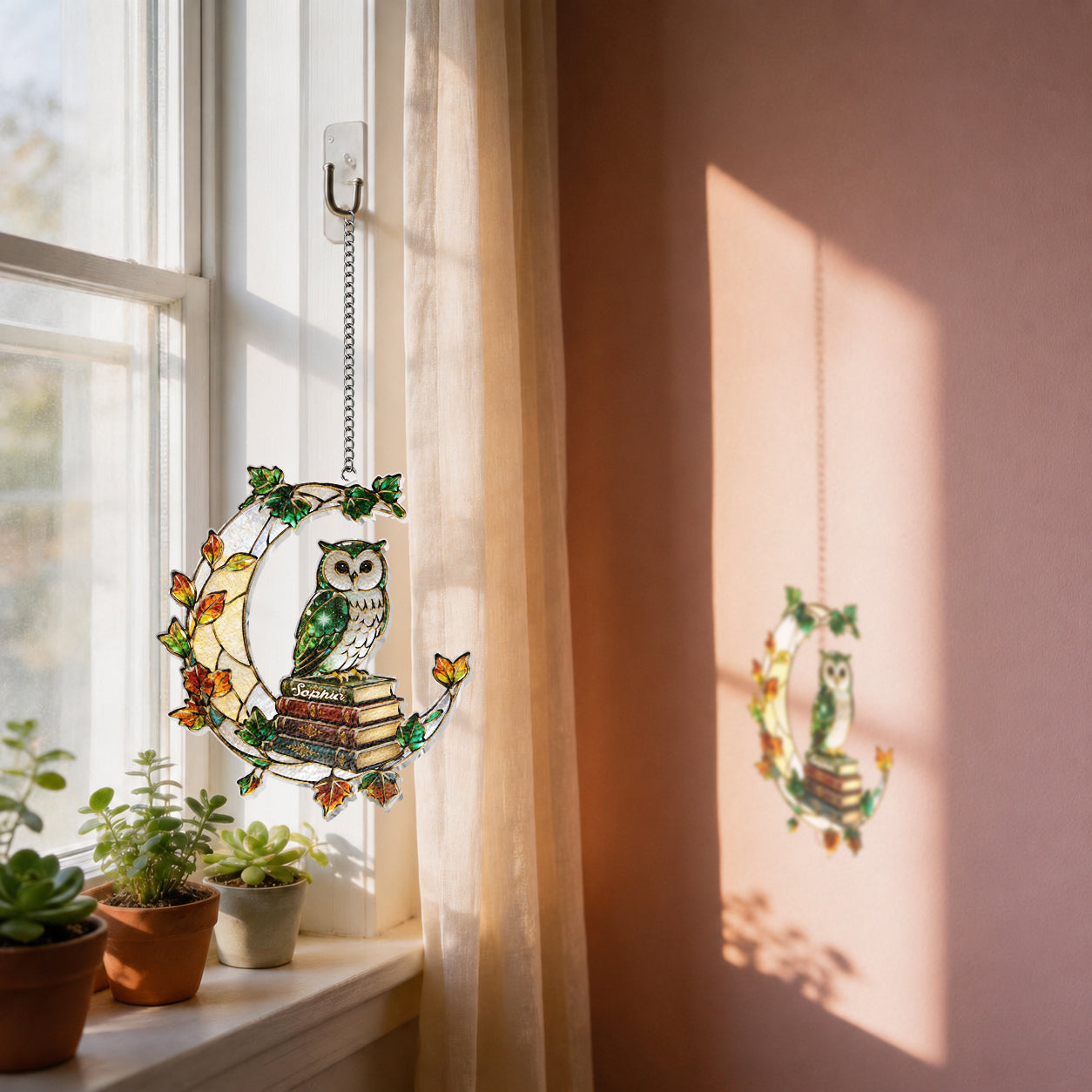 Book Worm - Personalized Book 3D Printed Glass Suncatcher
