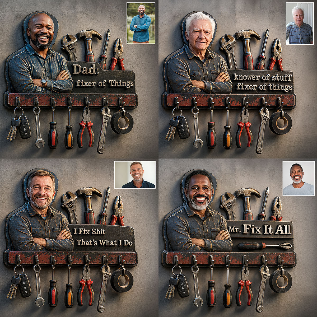 Father's Day Gift Idea - Personalized Father Custom Shaped Hanging Rack