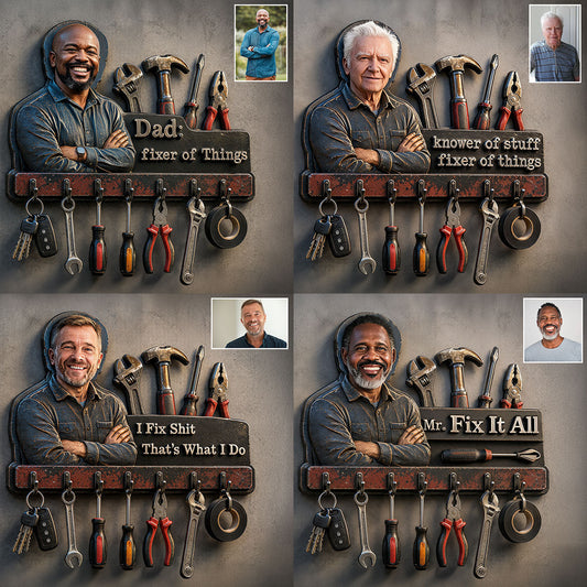 Father's Day Gift Idea - Personalized Father Custom Shaped Hanging Rack