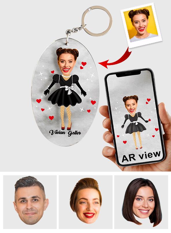 AR View Cut Out From Photo - Personalized Couple Photo AR View Keychain