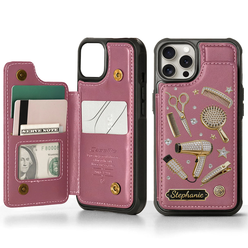 Hairdresser Scissors Salon Decor - Personalized Hairdresser Wallet Phone Case