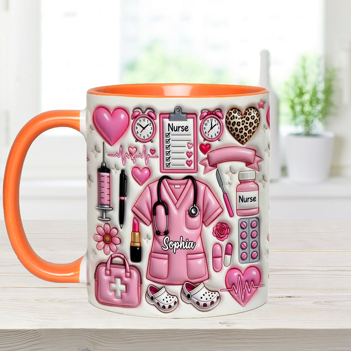 Love Being A Nurse - Personalized Nurse Set Accent Mug with Acrylic Stirrers