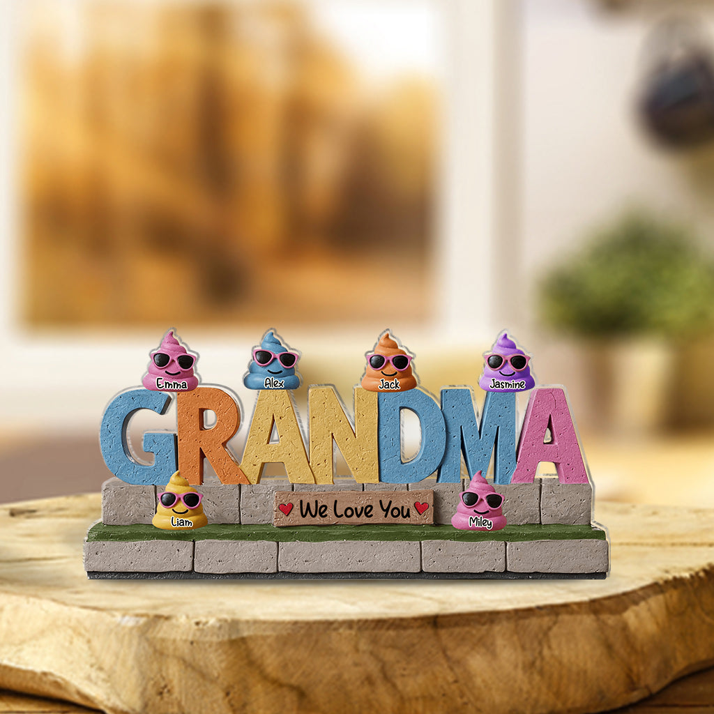 Grandma's Little Shits - Personalized Grandma Custom Shaped Acrylic Plaque