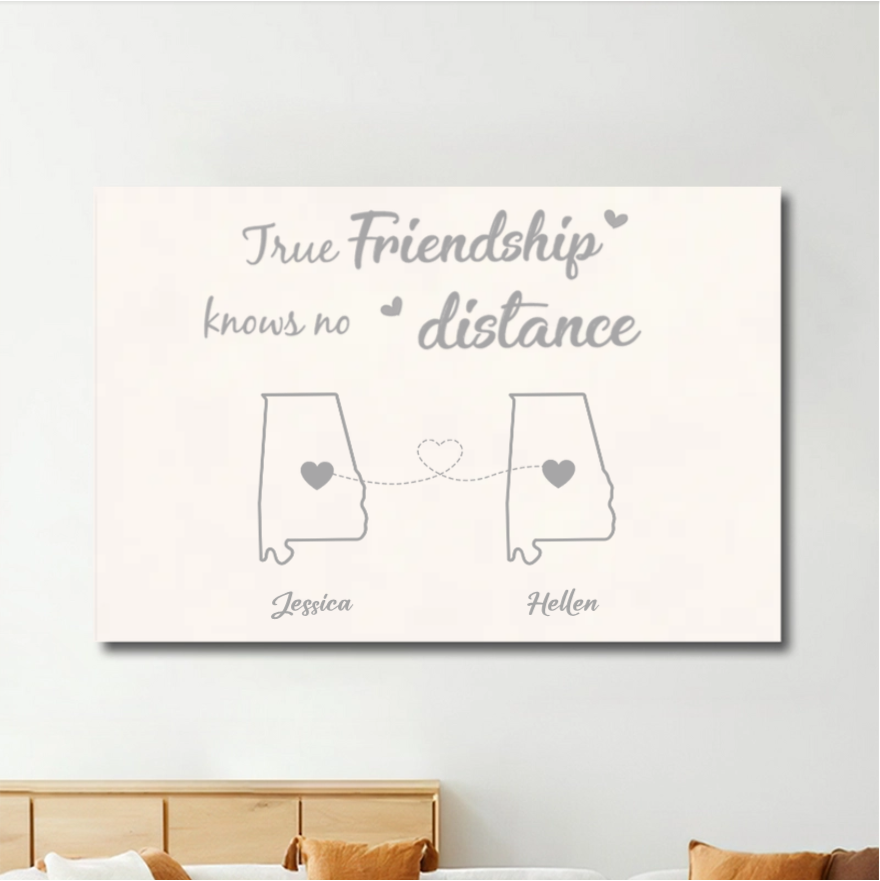 Personalized Friendship Ornament or Cup or Poster or Keychain or Plaque - True Friendship Knows No Distance-Distance Friends