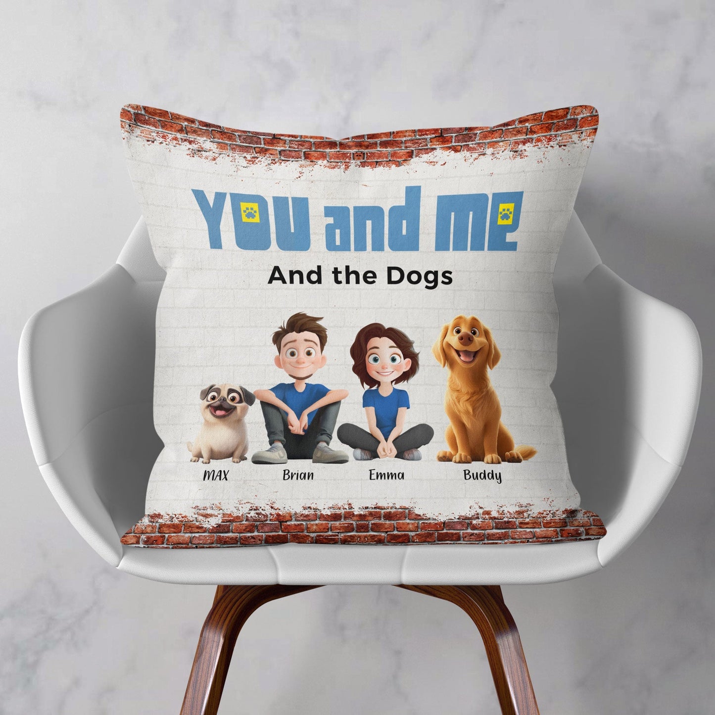 Custom Pet Family Square Pillow – Perfect Dog Lovers Gift