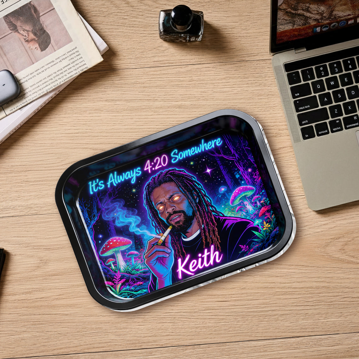 Custom Rolling Tray & Lighter Set From Any Photo - Personalized Weed Catch-All Tray With Lighter