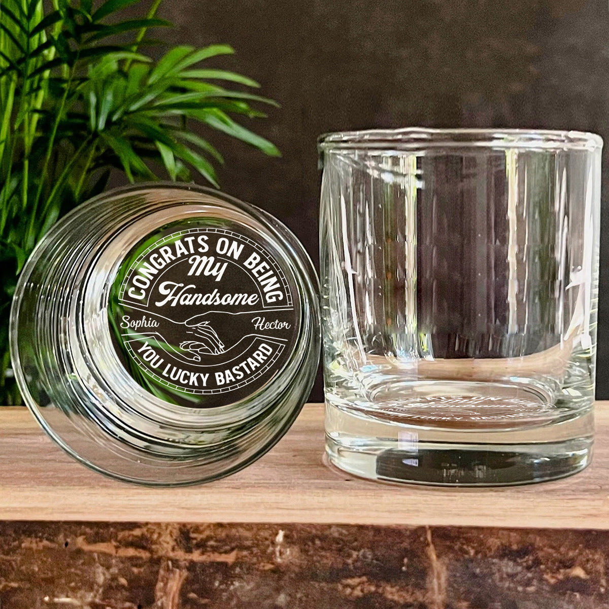 Congrats On Being My Husband - Personalized Couple Engraved Whiskey Glass