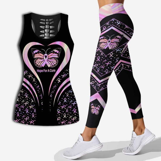Hope For A Cure - Breast Cancer Awareness Leggings And Hollow Tank Top
