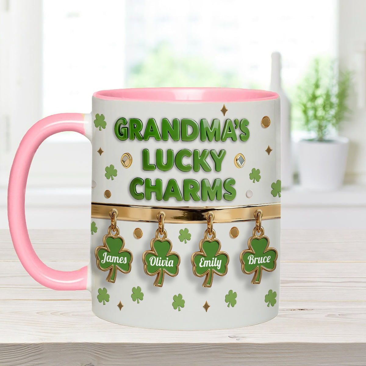 Grandma's Lucky Charms - Personalized Grandma Set Accent Mug With Acrylic Stirrers
