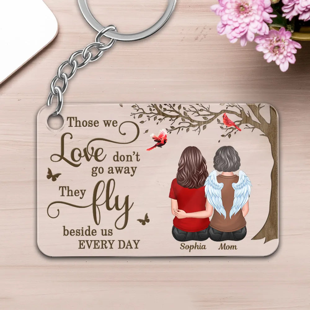 Acrylic Keychain with Mother Memorial Back View Design, Sentimental Keepsake, Perfect Gift for Love and Remembrance