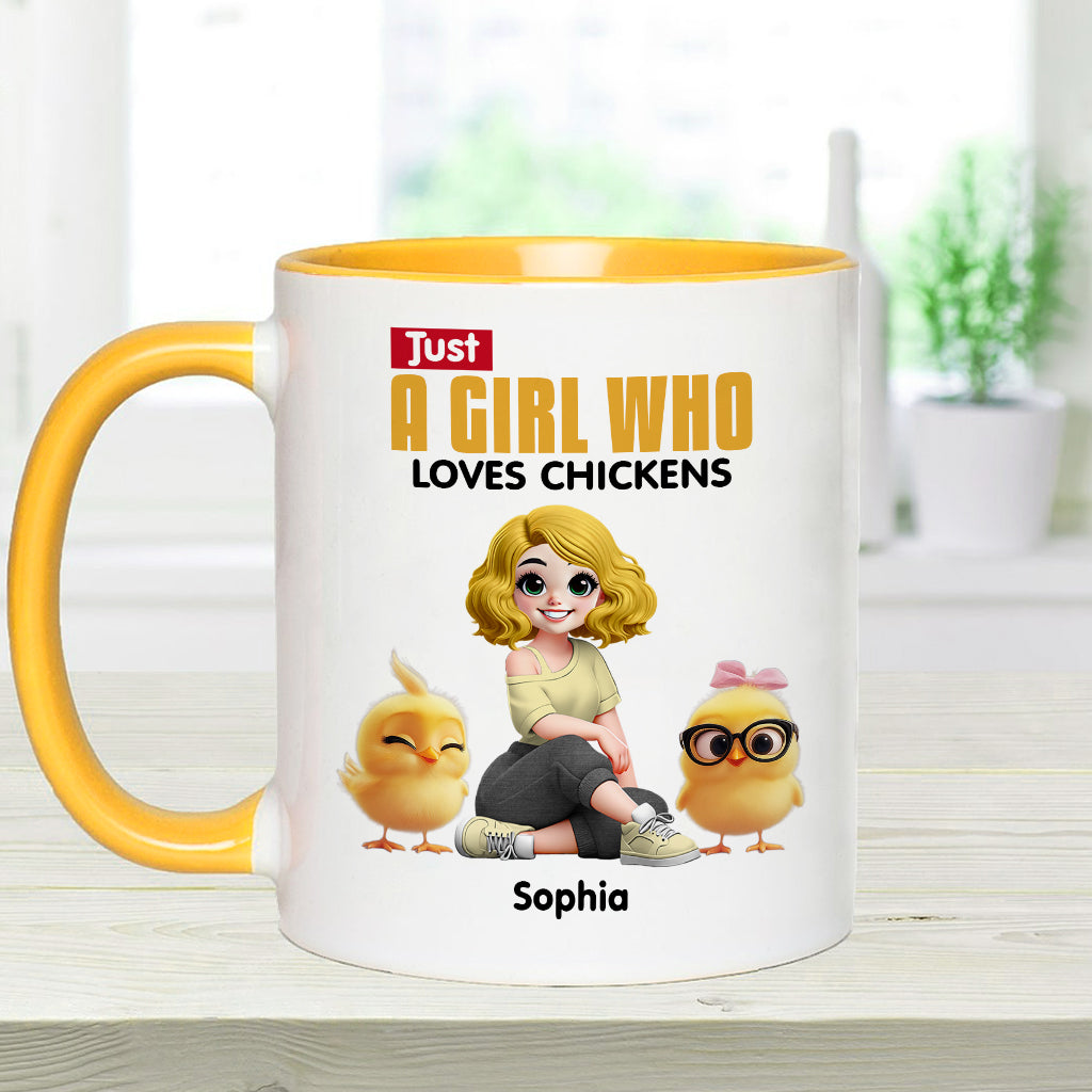 Just A Girl Who Loves Chickens - Personalized Chicken Accent Mug