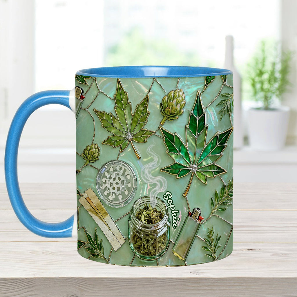 Green Magic Leaf - Personalized Weed Accent Mug & Coaster