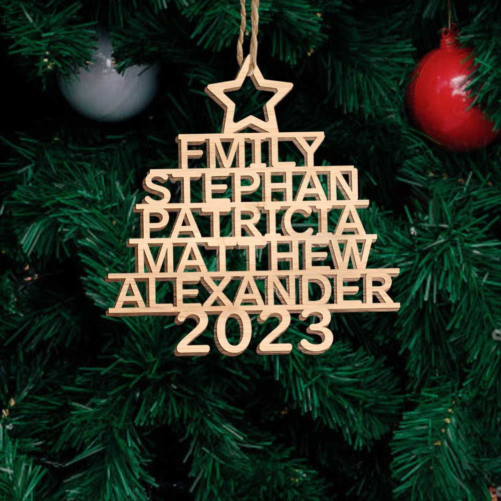 Any Name Christmas Tree - Personalized Family Any Name Christmas Tree Ornament