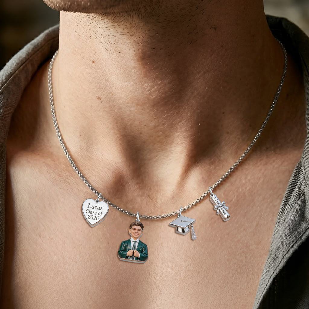 Class Of 2026 - Personalized Graduation Metal Necklaces With Pendants