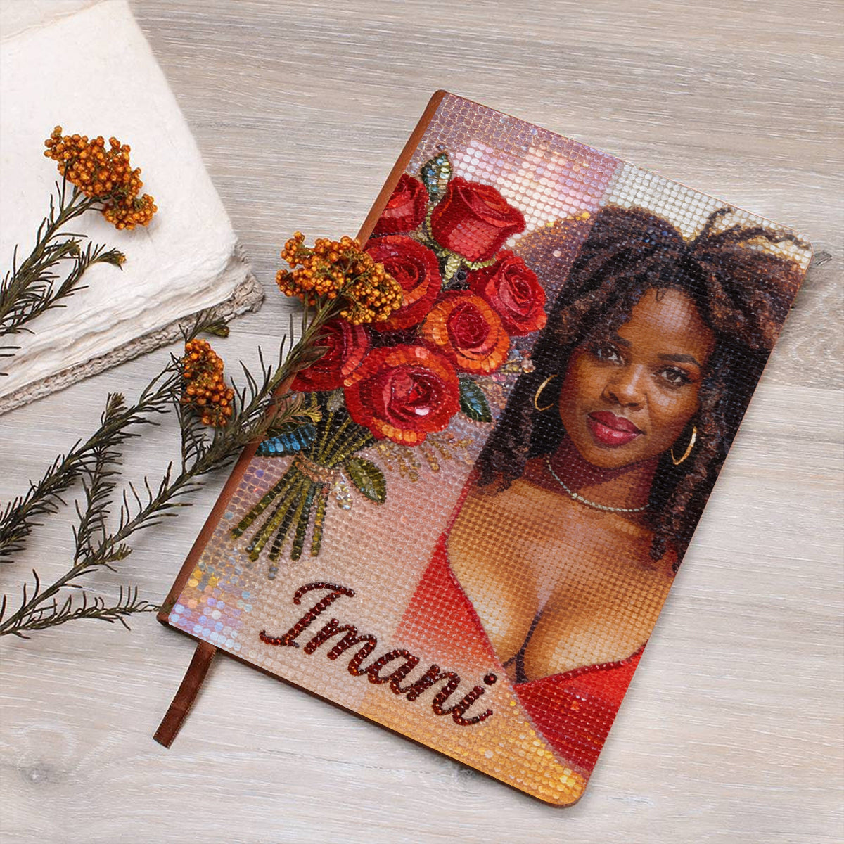 Any Photo, Flower - Personalized Self Love Leather Journal