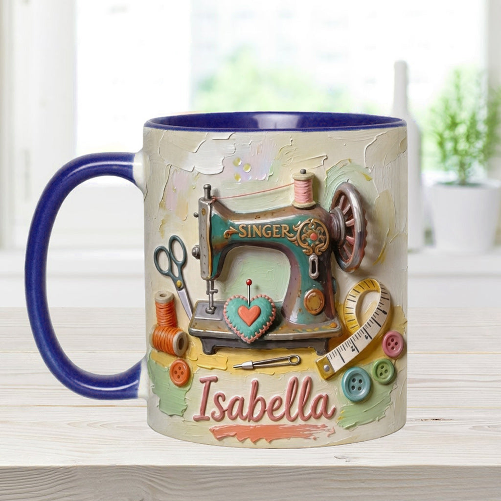 Just a Girl Who Loves Sewing - Personalized Sewing Accent Mug & Coaster