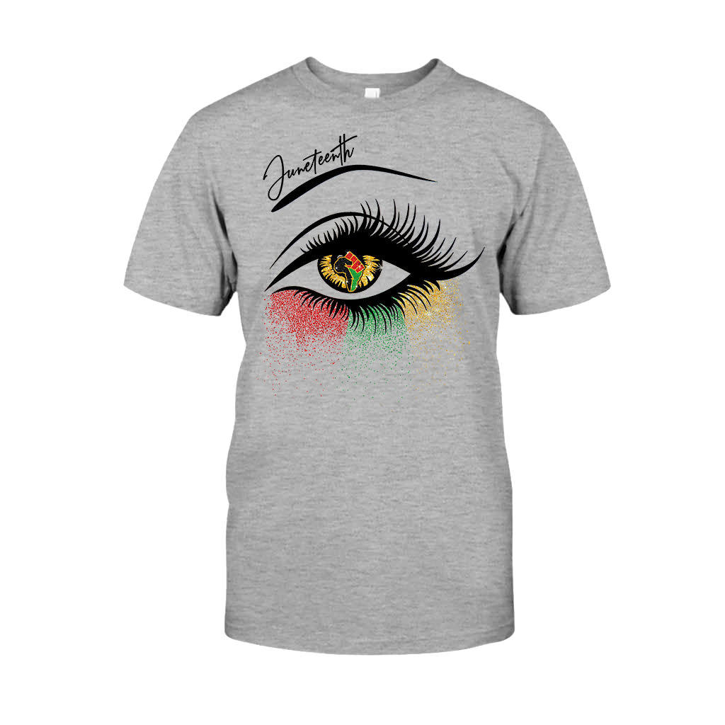 Juneteenth - African American T-shirt and Hoodie With Faux Glitter Print 112021