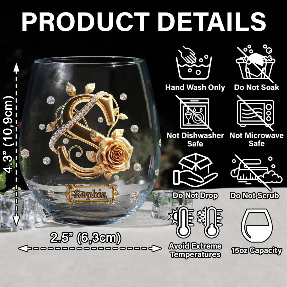 Alphabet Initial For Wine Lovers - Personalized Wine All Over Wine Glass