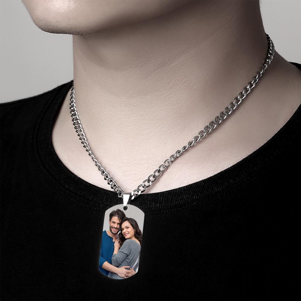 Any Photo - Personalized Men Engraved QR Code Necklace