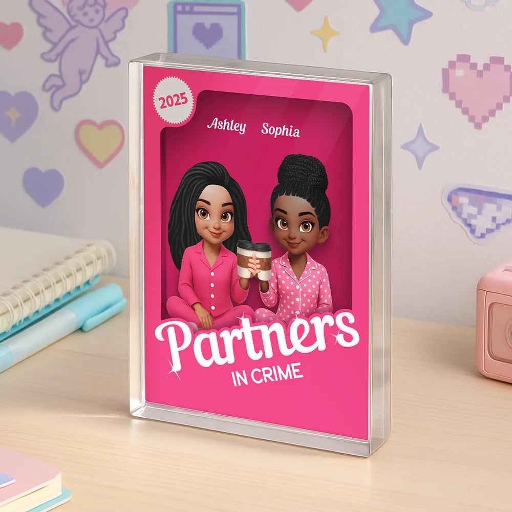 Pink Besties Forever Rectangle Acrylic Block – Cozy Bedroom Vibe, Gift for Yourself or Sisters