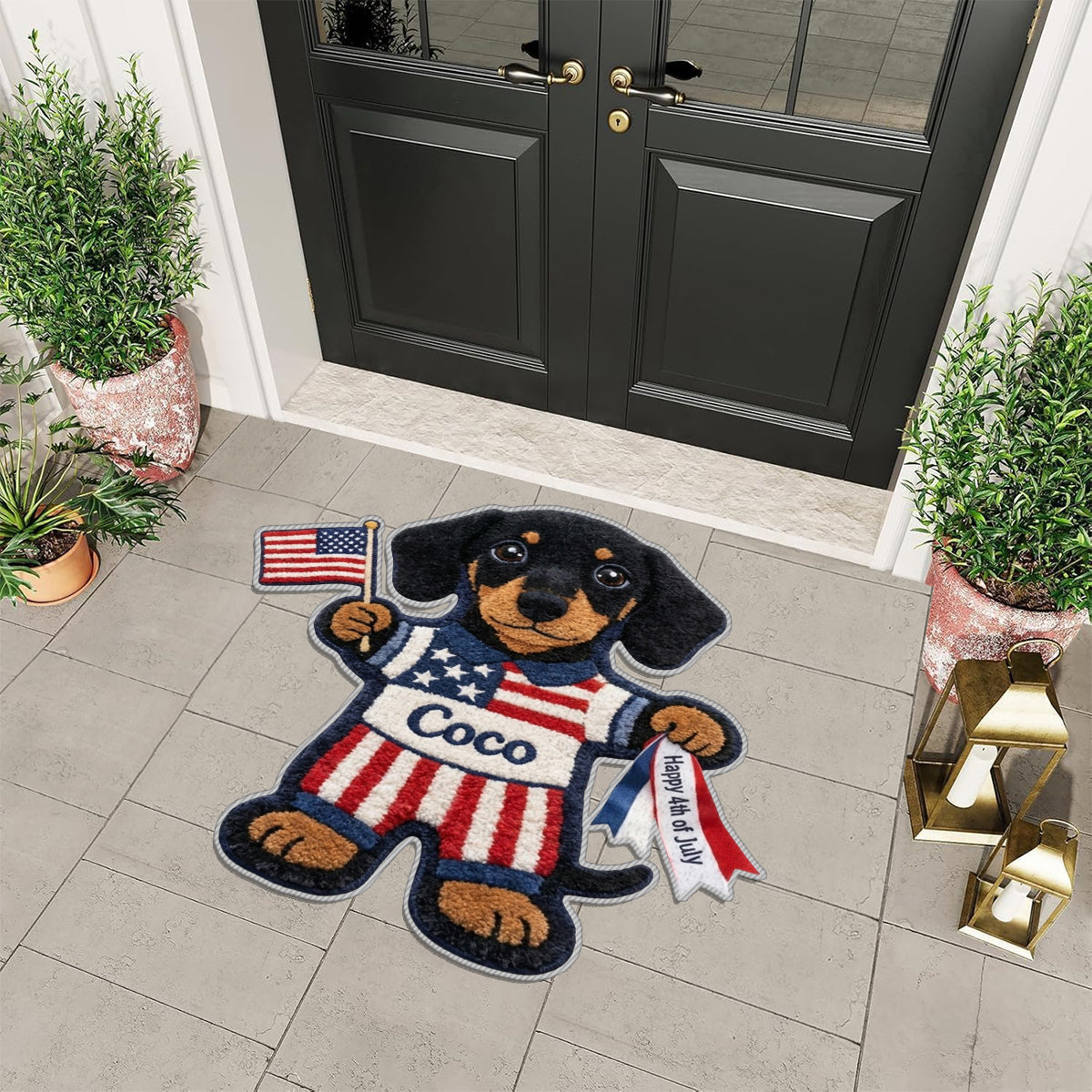 Happy 4th Of July - Personalized Dog Non-Slip Tufted Rug