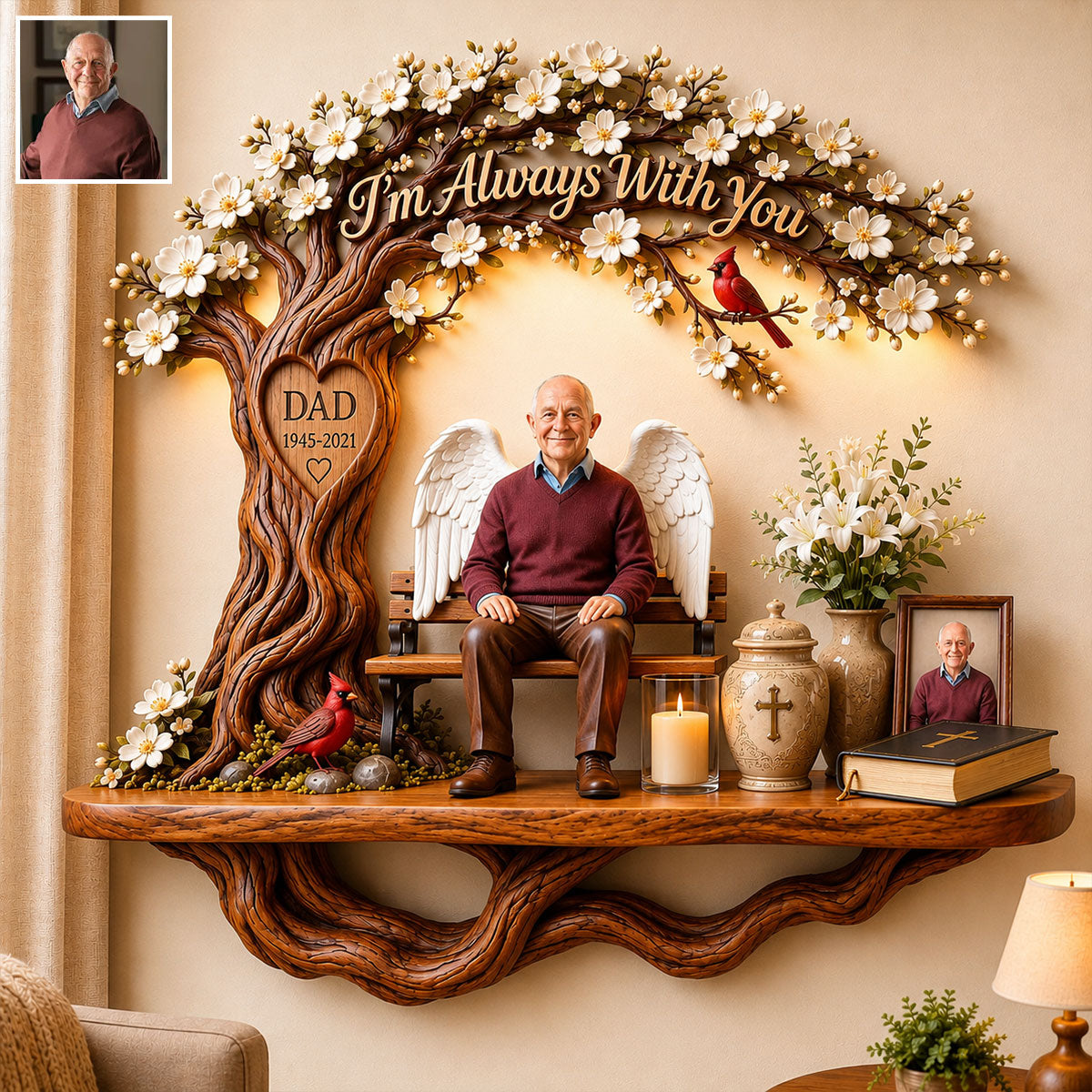 I'll Always Be With You - Personalized Memorial Wooden Floating Shelf