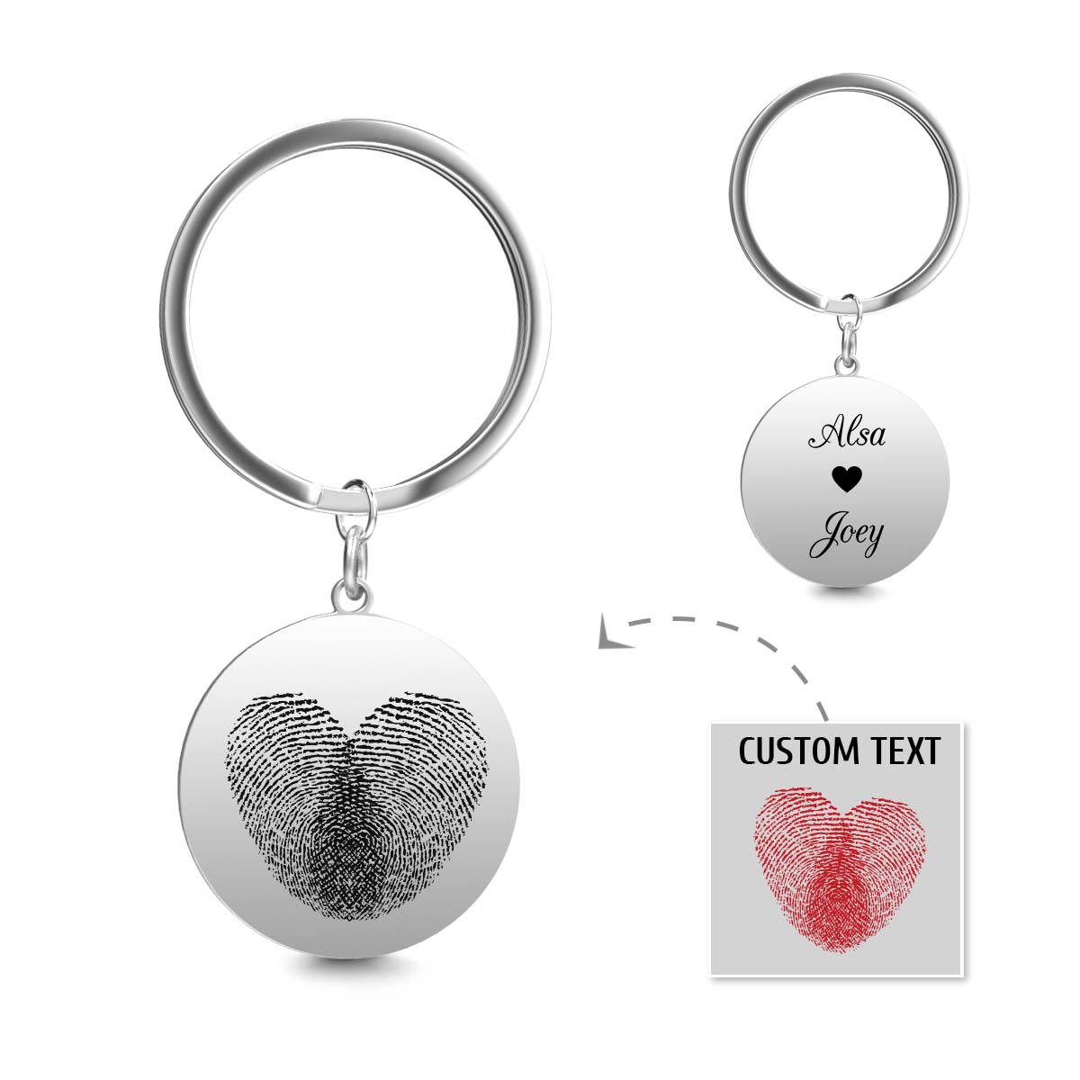 Custom Fingerprints Fingerprint Keychain - gift for girlfriend, boyfriend, wife, husband - Personalized Keychain