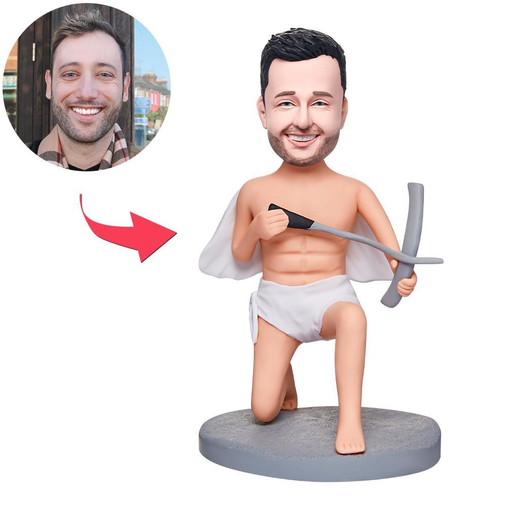 Funny Cupid On The Knee - Personalized Cupid Six-Pack Bobblehead
