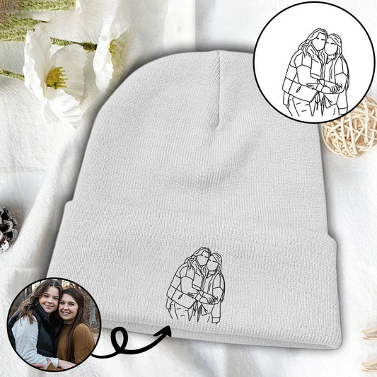 Custom Photo - Personalized Sibling Embroidered Beanie