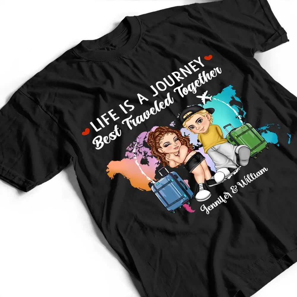 Hubby & Wifey Travel Theme T-Shirt – Personalized Couple Clothing