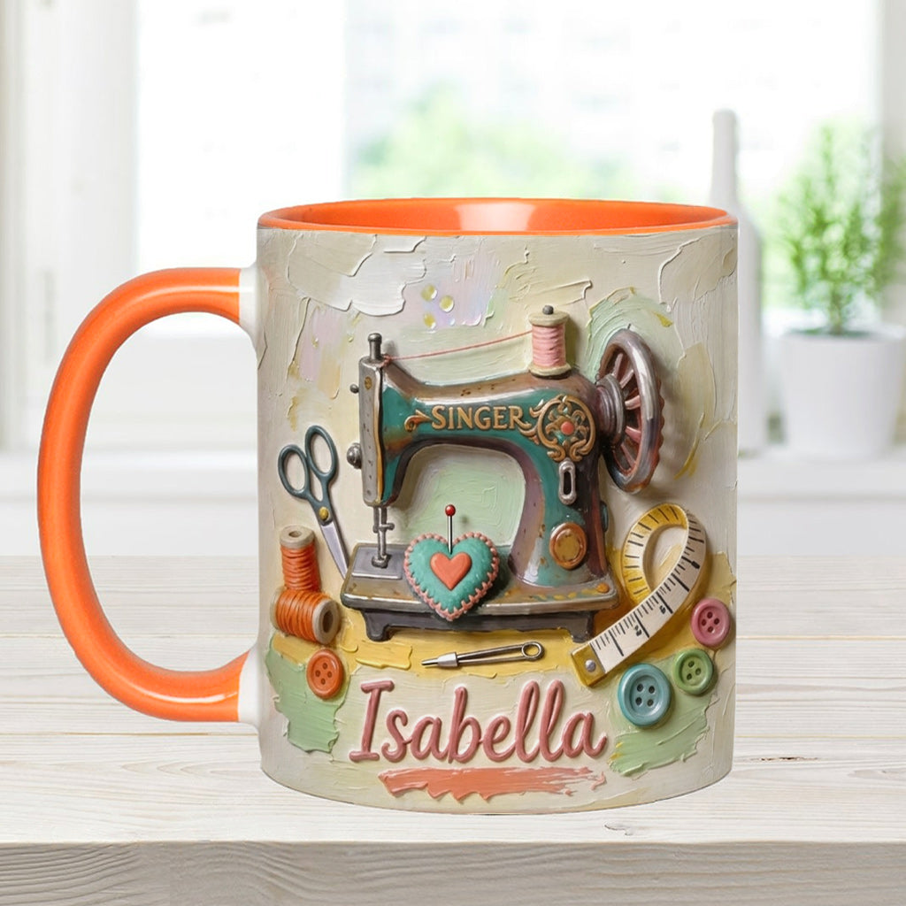 Just a Girl Who Loves Sewing - Personalized Sewing Accent Mug & Coaster