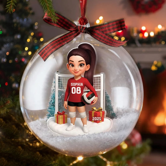 Custom Volleyball Girl Ornament - Unique Christmas Snow Globe Gift for Daughter, Teammate or Sports Lover Keepsake