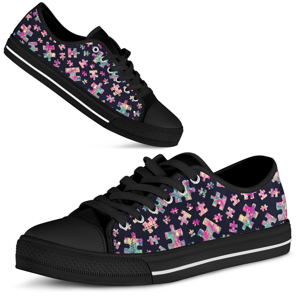 Colorful Puzzles Autism Awareness Low Top Shoes 0622