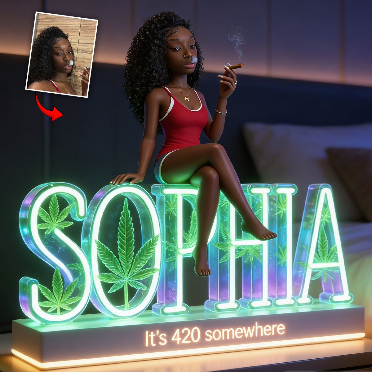 Custom Any Photo - Personalized Weed Acrylic LED Night Light