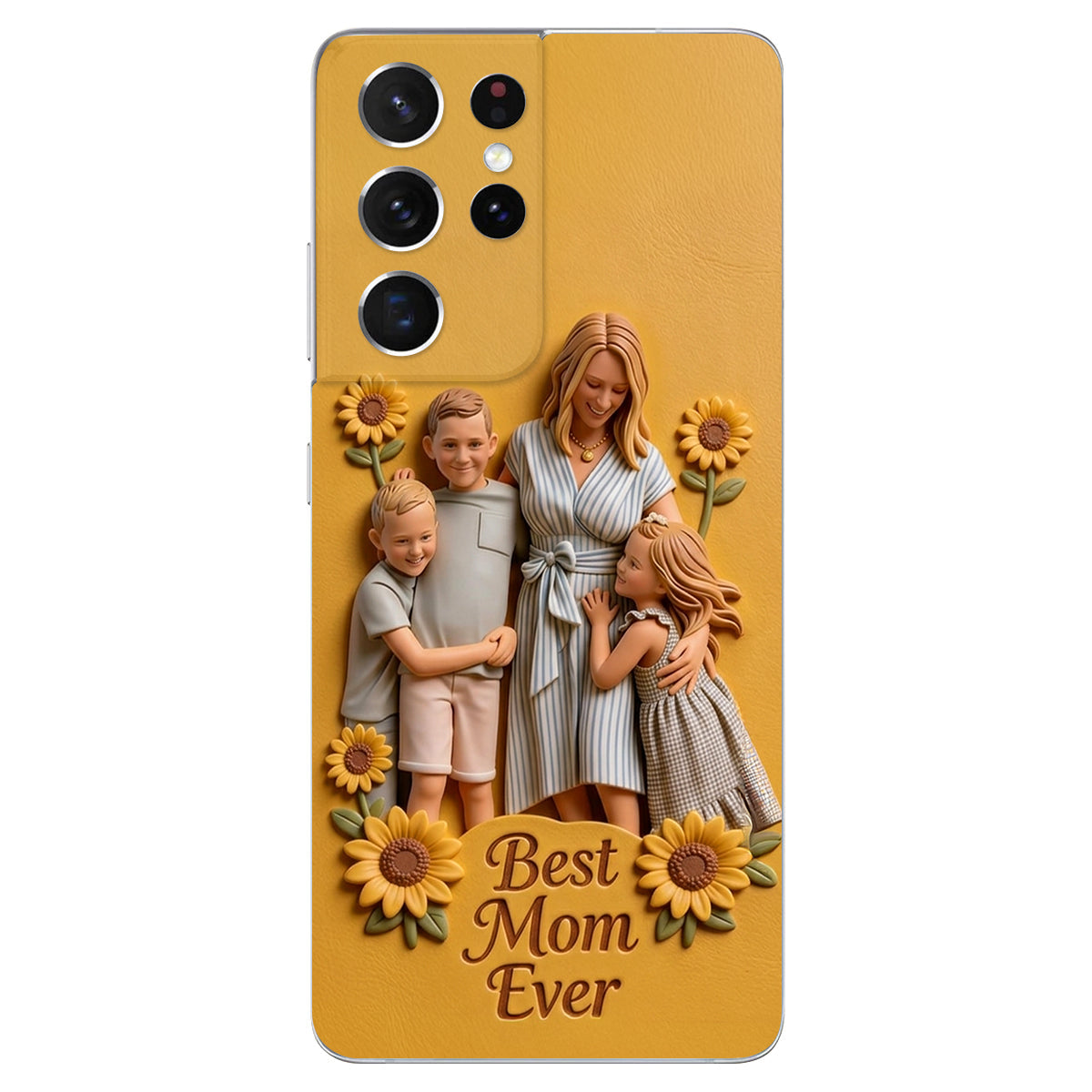 Best Mom Ever - Personalized Mother 3D Embossed Leather Phone Case